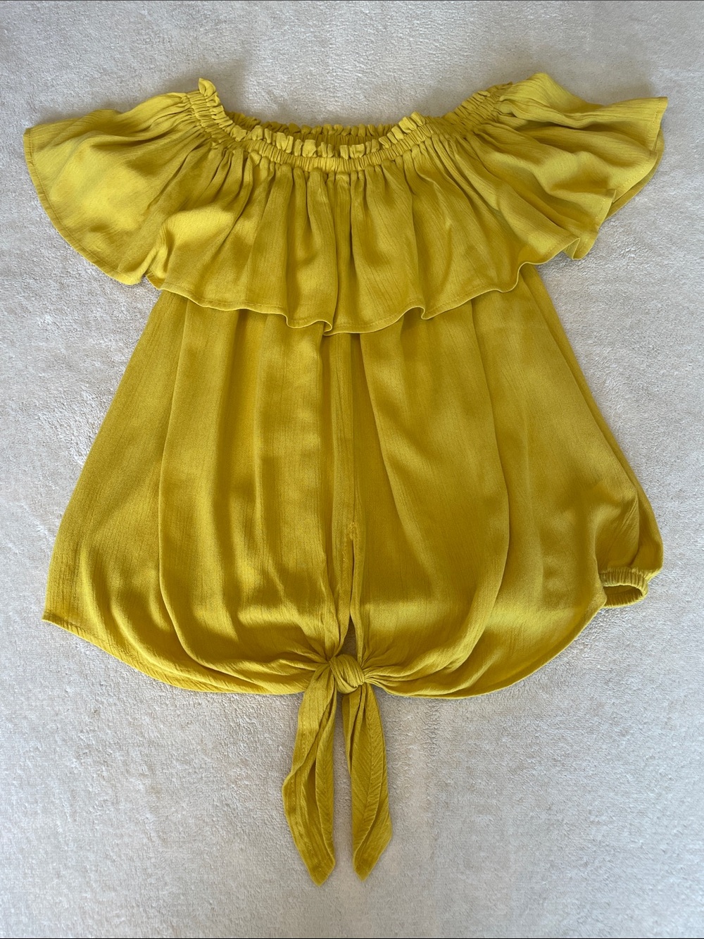 Express Yellow Off-Shoulder Tie-Front Blouse